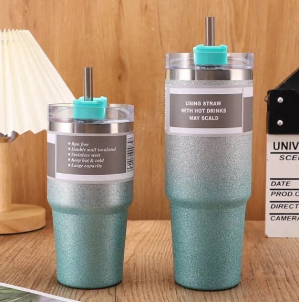 UNIQUE Cup with Straw Double Wall Stainless Steel Water Bottle 890 ml Bottle With Drinking Glass