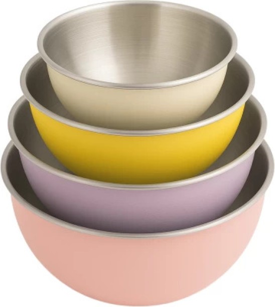 top sale trader 4-piece Stainless Steel Macaroon Coated Colour Mixing Bowl Food Prep Bowl Stainless Steel Mixing Bowl