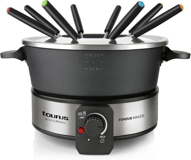 Taurus Fondue Set With 8 Skewers 2L 1000W Aluminium Decorative Bowl