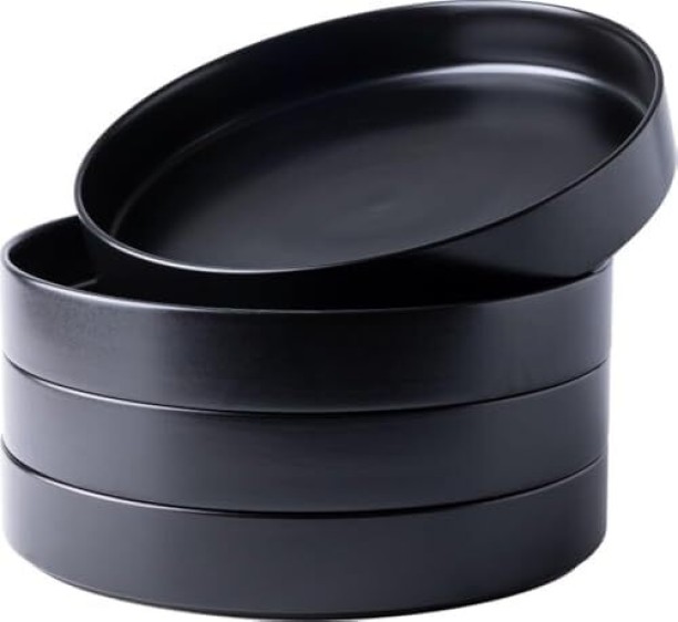 Generic Stoneware Pasta Bowls,Ceramic Large Pasta Bowls of 4,Sturdy & Stackable,Wide Ceramic Bowls for Pasta,Salad,Fruit,Bread, Microwave &Oven&Dishwasher Safe-Reactive Black (30oz) Ceramic Pasta Bowl