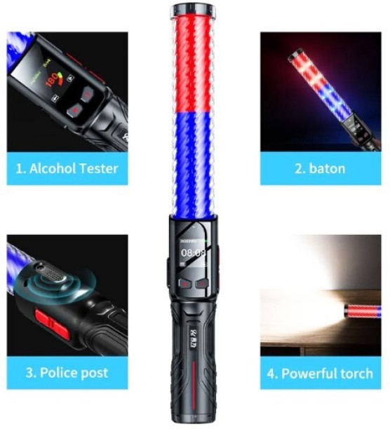 Autostyle Fuel Cell Type Alcohol Breathalyzer with Red/Blue/White LED Lights Bp Monitor