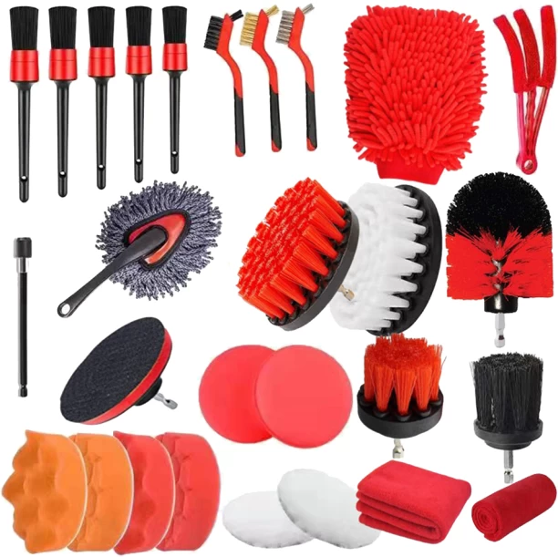 ALANES 28-In-1 Auto Detailing Brushes Set for Car Interior Exterior Cleaning Plastic Vehicle Washing  Brush
