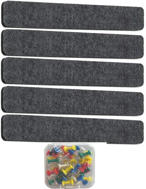 ALANES 5pcs Felt Pin Board Bulletin Board Set Notice Board-Grey NA Bulletin Board