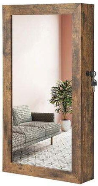 Lasa Lockable Jewelry Organizer Cabinet Storage Solid Wood Wall Mount Cabinet