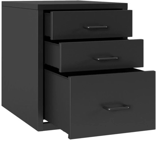 Steel Furniture Warehouse Steel Desk Organizer 3 Drawer Desktop Storage Cabinet - Black Carbon Steel Free Standing Chest of Drawers