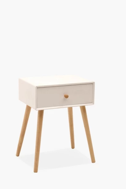 TGT- Modern One-Drawer Bedside Table Suitable For Bedroom, Lounge And Hallway. White Solid Wood Free Standing Pedestal