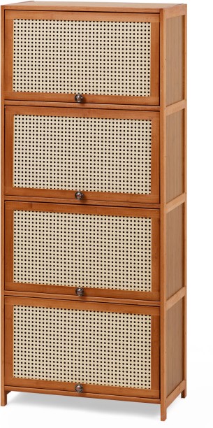 chenshia Bamboo Storage Cabinet – 4-Tier Multifunctional Organizer for Kitchen and Home Bamboo Free Standing Cabinet