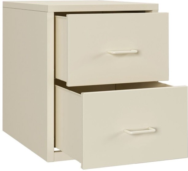 Steel Furniture Warehouse Steel Desk Organizer 2 Drawer Desktop Storage Cabinet - Beige Metal Free Standing Chest of Drawers