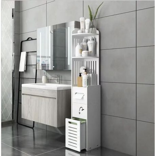 topsale trader Simple and stylish bathroom storage cabinet with drawers Solid Wood Free Standing Cabinet