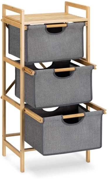 Decorum & Co. 3-Tier Bamboo Home Storage Unit - Fabric Drawers Bamboo Free Standing Chest of Drawers