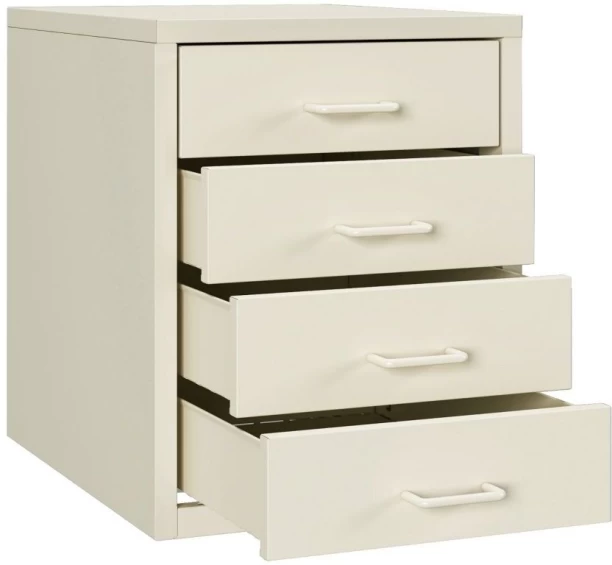 Steel Furniture Warehouse Steel Desk Organizer 4 Drawer Desktop Storage Cabinet - Beige Carbon Steel Free Standing Chest of Drawers