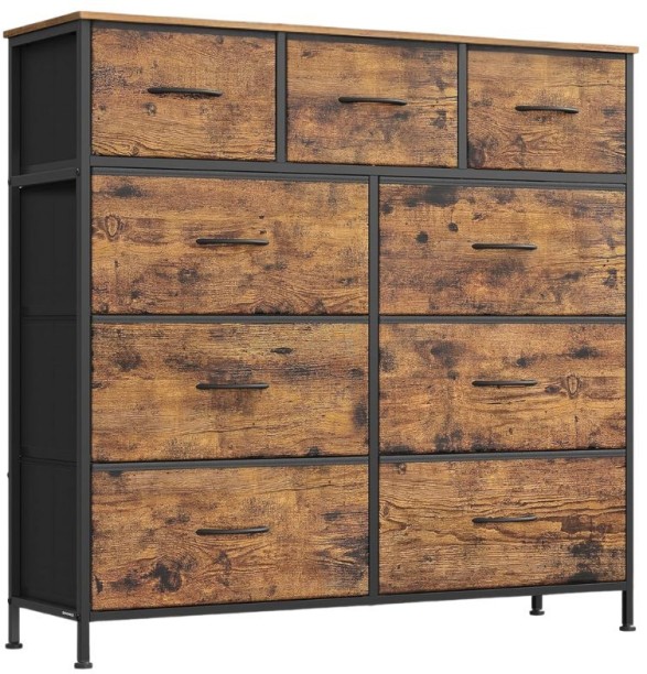 Songmics Chest of Drawers Storage Dresser, 9 Fabric Drawers Engineered Wood Free Standing Chest of Drawers