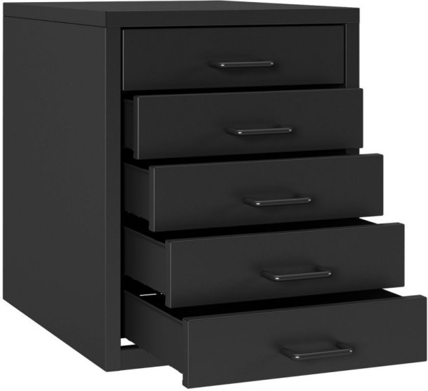 Steel Furniture Warehouse Steel Desk Organizer 5 Drawer Desktop Storage Cabinet - Black Carbon Steel Free Standing Chest of Drawers
