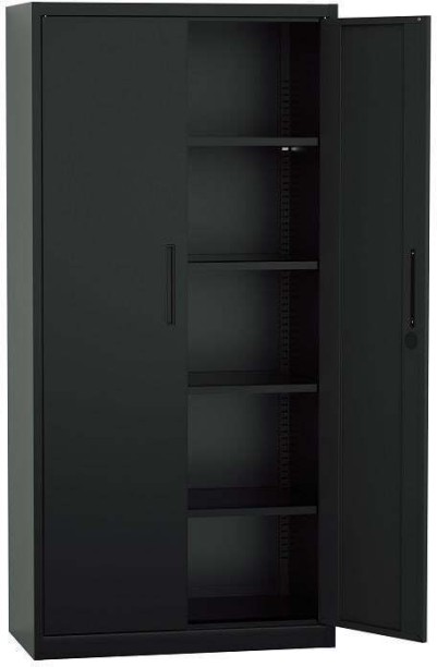 Steel Furniture Warehouse Steel Swing Door Inner Handle Filing Cabinet Storage Cupboard Locker - Black Metal Free Standing Cabinet