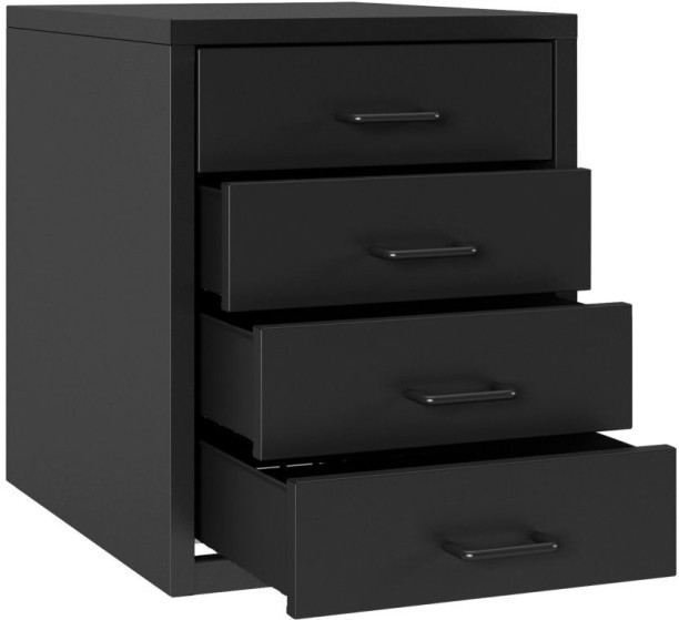 Steel Furniture Warehouse Steel Desk Organizer 4 Drawer Desktop Storage Cabinet - Black Carbon Steel Free Standing Chest of Drawers
