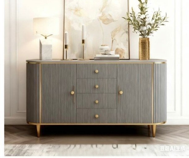 Luxury Marble Top Engineered Wood Free Standing Sideboard