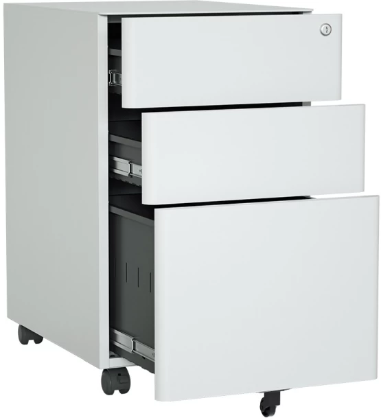 Steel Furniture Warehouse Steel 3 Drawer Arc Handle Mobile Pedestal Filing Cabinet Locker - Light Grey Metal Free Standing Pedestal