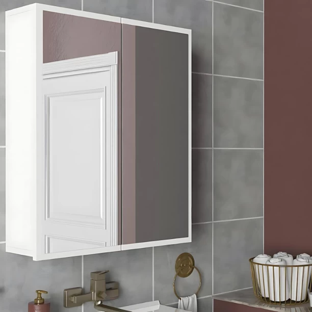 Armoire Kayla Bathroom Mirror Cabinet White Engineered Wood Wall Mount Cabinet