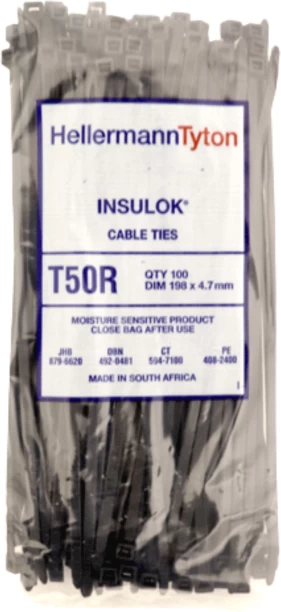 HellermannTyton Cable Ties HT 200x4.6mm T50R Plastic Hook and Loop Cable Tie