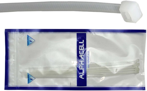 Alphacell Cable tie - 370mmx4.8mm white -10 pack Plastic Standard Cable Tie