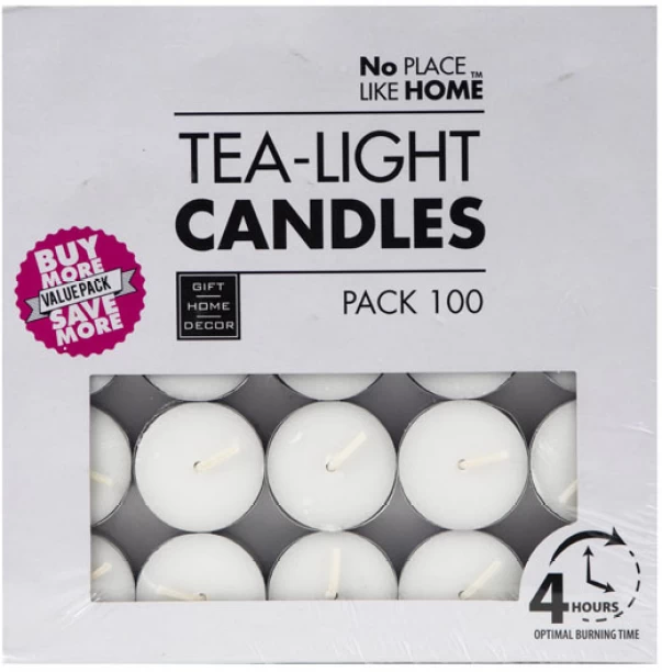 No Place Like Home Candle Tea-Light White 3.5cm Box-100