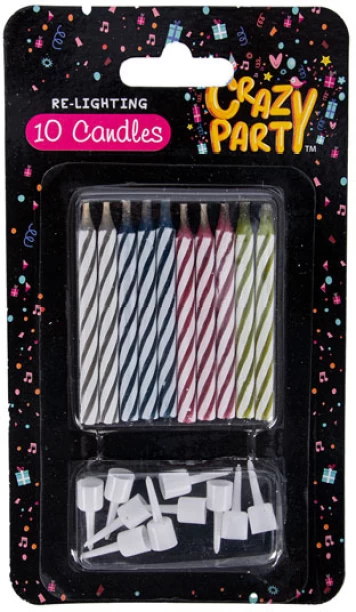 Crazy Party Candle Birthday Re-Lighting 10 Piece