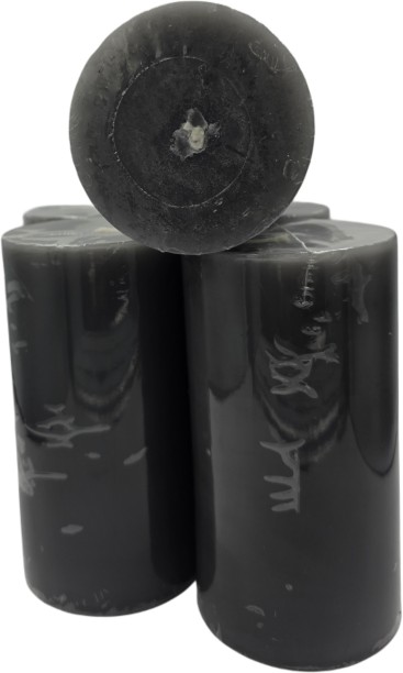 Healthy Life Grey Pillar Decor Candles- Pack of 3