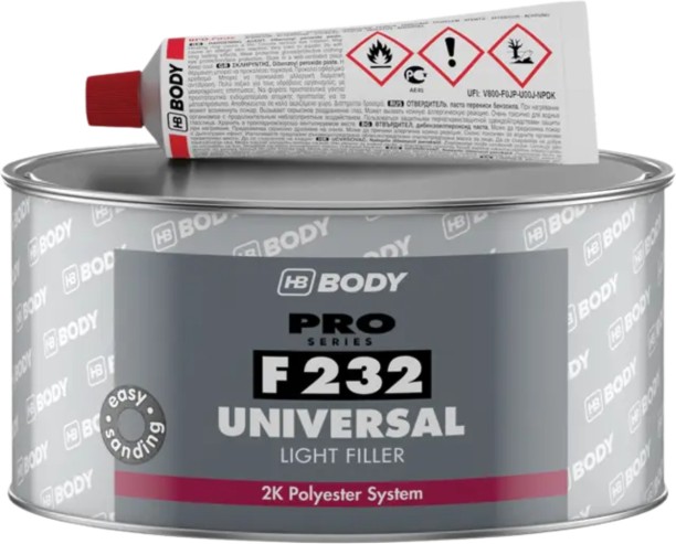 HB Body Universal Light Filler White F232 Can Car Body Filler Putty