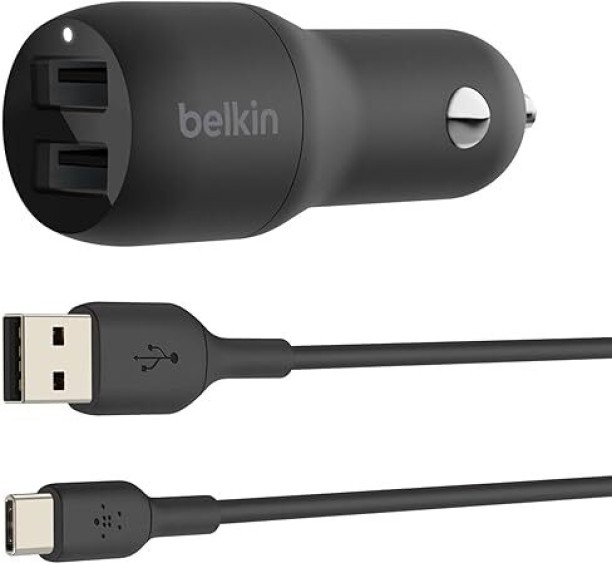 Belkin CCE001bt1MBK BoostCharge Dual USB-A Car Charger with USB-A 24 W Car Charger