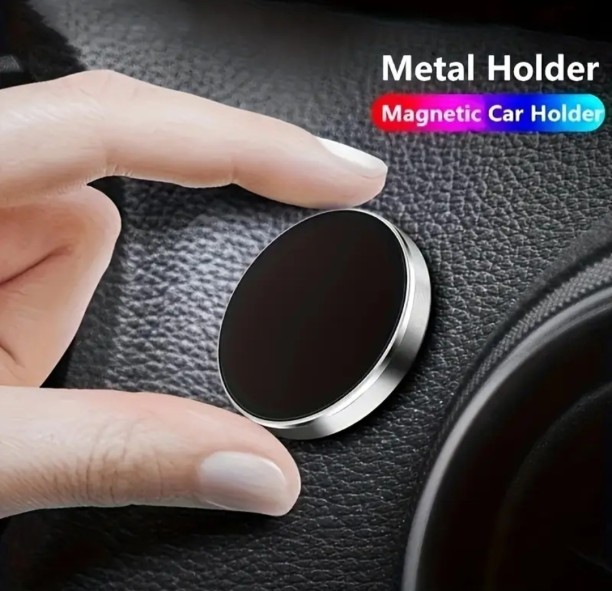 Joltwave Mini Magnetic Car Phone Holder – Universal 360° Suction Bracket (Round Metal Design) – Strong Magnet, Compact & Secure Car Mobile Holder