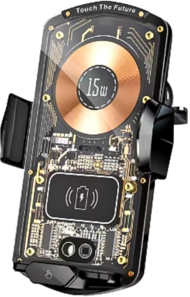 TGT- Wirelss 15W Magnetic Fast Charging Car Phone Holder. A6 Black Car Mobile Holder