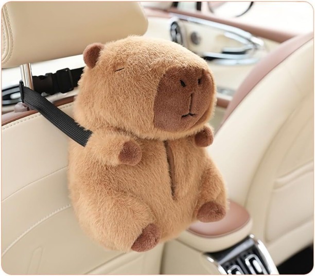 Bloo Cute Cartoon Capybara Paper Storage Container - Car Armrest Tissue Holder Car Tissue Box Cover Organizer Soft Plush Tissue Holder Pouch Napkin Box Decorative Paper Holder Container Cover Car Mobile Holder
