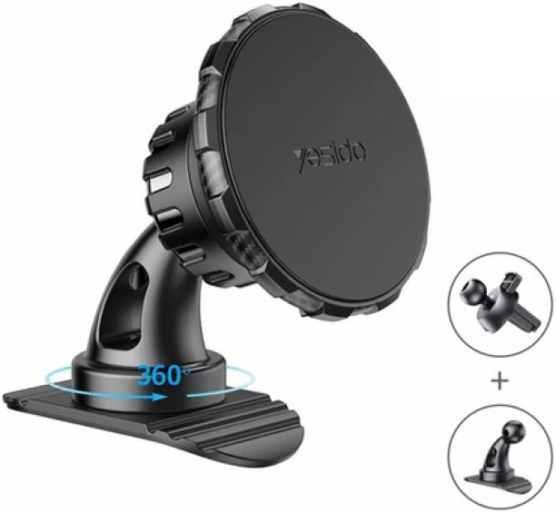 YESIDO C153 - 2 In 1 Magnetic Brackets For Air Vent & Dashboard - Black Car Mobile Holder