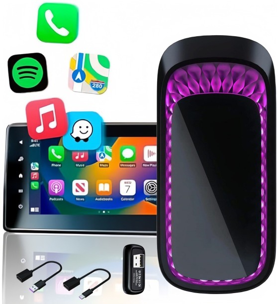 Bloo version CarPlay wireless adapter, automatically connects, WiFi 5GHz, simple setup plug-and-play, compatible with iOS 10 and iOS 10+ devices, black Car Stereo