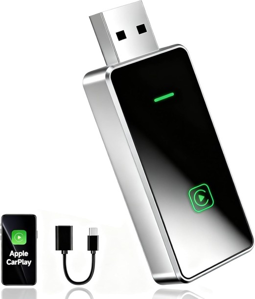 Happyfun Wireless CarPlay Adapter，Converts Factory Wired to Wireless CarPlay Dongle Plug & Play, Stable Car Control & No Delay Car Stereo