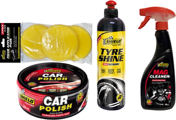 Shield Car Polish Set of 4 Liquid  Polish for Exterior, Tyres, Trim