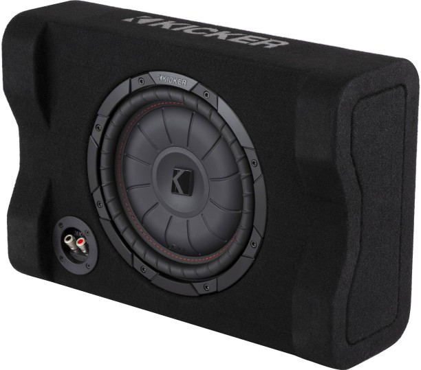 Kicker 48CVTDF102 Sealed downward-firing enclosure with 10 inch Slim Subwoofer Rear Deck Mounted Rectangular Car Speaker