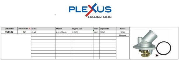 PLEXUS (TS4182) Thermostat and Housing Astra G 99- Car Thermostat Housing