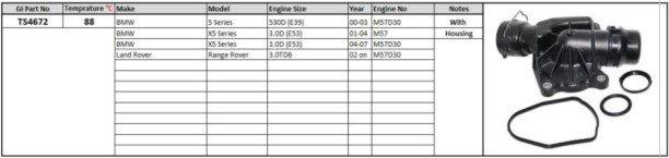 PLEXUS (TS4672) Thermostat and Housing BMW 5 X5 Series 04- Car Thermostat Housing