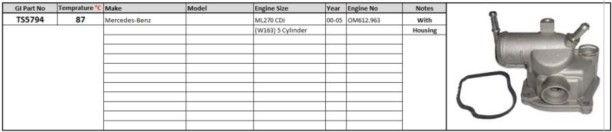 PLEXUS (TS5794) Thermostat and Housing ML 00- Car Thermostat Housing