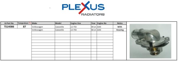 PLEXUS (TS14086) Thermostat Caravelle 2.5TDi Car Thermostat Housing