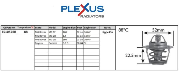 PLEXUS (TS10576B) Thermostat Condor 3.0d Car Thermostat Housing