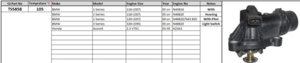 PLEXUS (TS5858) Thermostat and Housing BMW 1/3 Series Car Thermostat Housing
