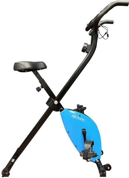 Flexi Muscles Foldable exercise bike with multiple resistance levels. - Blue Folding Bike Cardio Exercise Bike