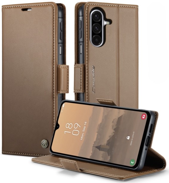 Retro Flip Leather Wallet Cover for Galaxy A26 5G - Dark Brown Flip Cover for Samsung Galaxy A26 5G