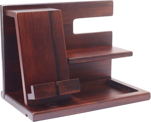 ALANES 1 Compartments Wood Desktop Wood Phone Docking Station Key Holder Watch Organizer