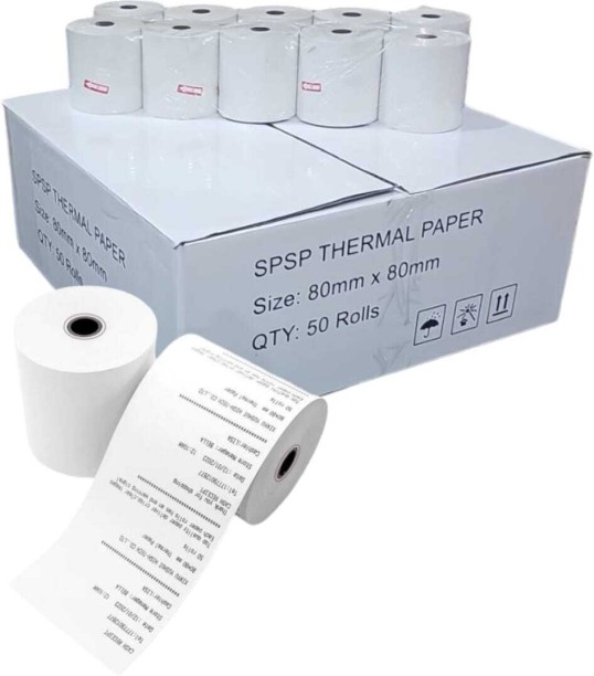 SpSp Pack of 50 (80mm X 80mm )Credit Card Machine Rolls Till Rolls PoS Paper Rolls Swipe Machine Rolls Card Machine Paper Rolls Airtime Machine Paper Rolls Thermal Cash Register Pape Thermal Cash Register Paper