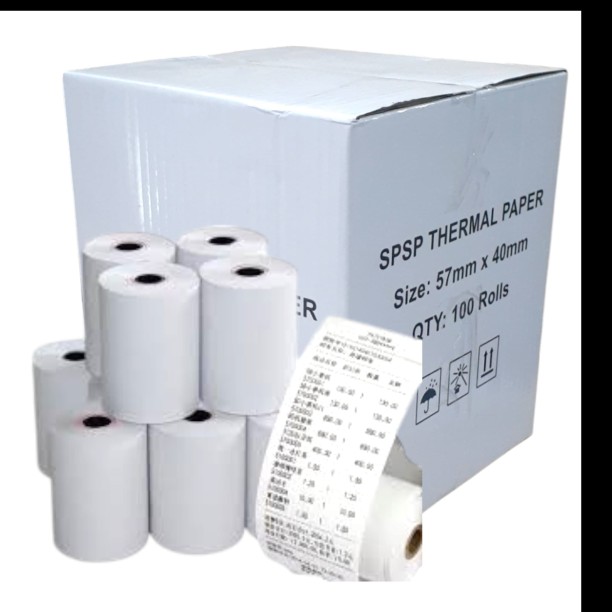 SpSp (Pack of 100 ) 57mm x 40mm Thermal Cash Register Paper Pos Till Roll Credit Card Machine Paper Swipe Card Machine Paper Thermal Cash Register Paper
