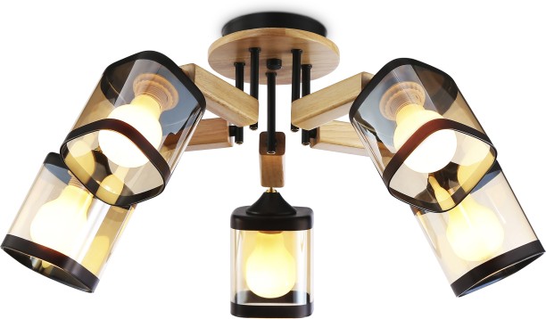 MRUL AmberGlow Quintet Barrel Spotlight Metal, Glass, Wood Ceiling Light