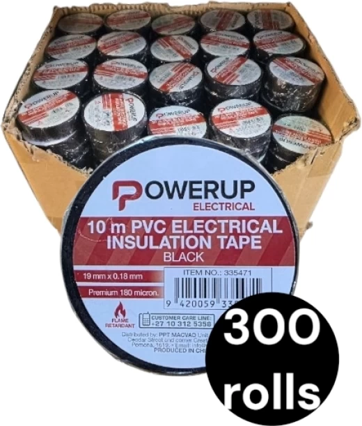 POWER UP INSULATION TAPE PVC 19MM X10M 180 MICRON 300PC INSULATION TAPE INSULATION TAPE INSULATION TAPE 19MM X 10M (Manual)
